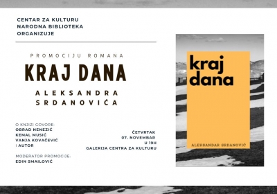 Promocija romana ,,Kraj dana” u četvrtak u Centru za kulturu