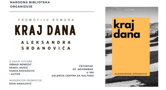 Promocija romana ,,Kraj dana” u četvrtak u Centru za kulturu